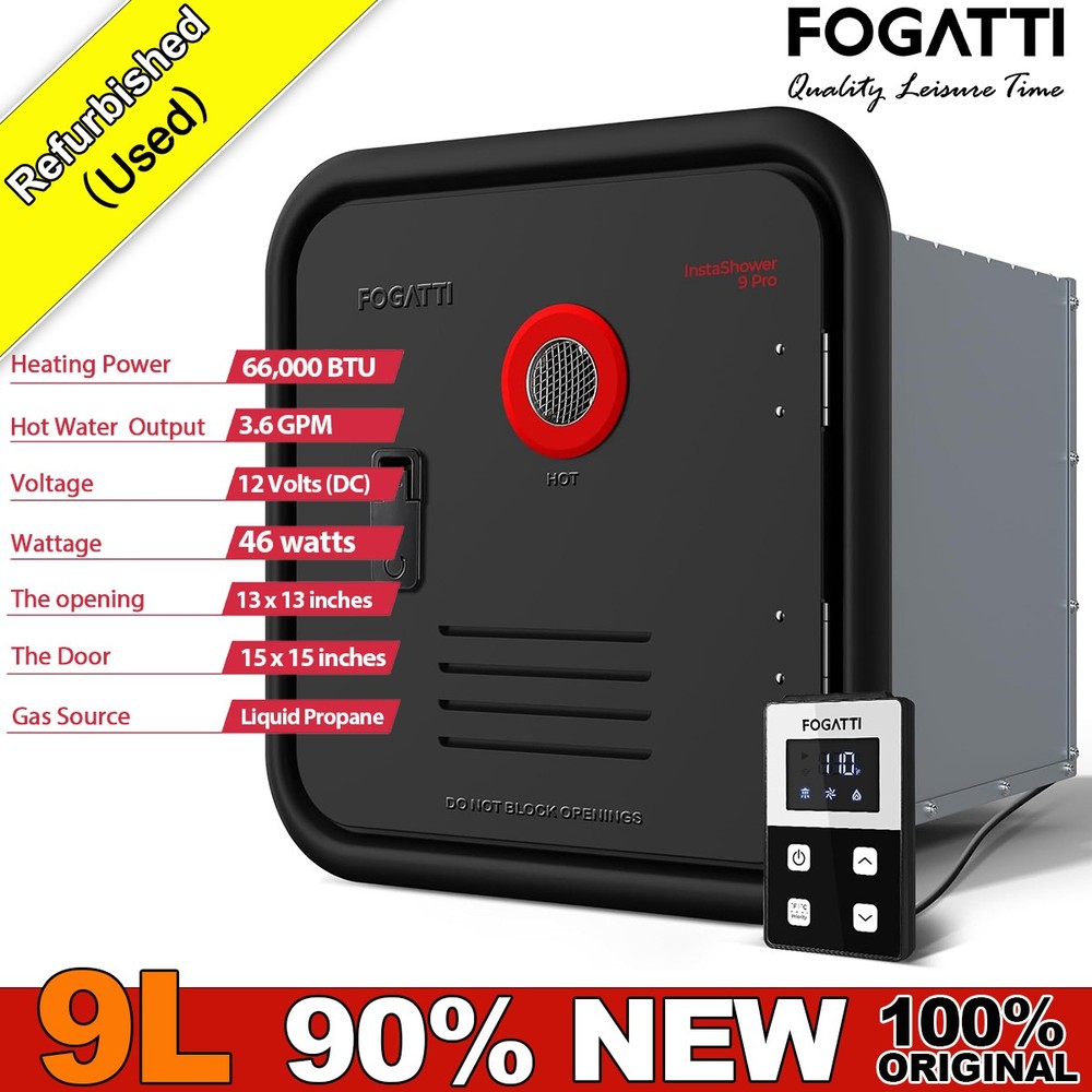 Used- FOGATTI RV Tankless Water Heater 3.6 GPM 66,000 BTU Instant Hot Water