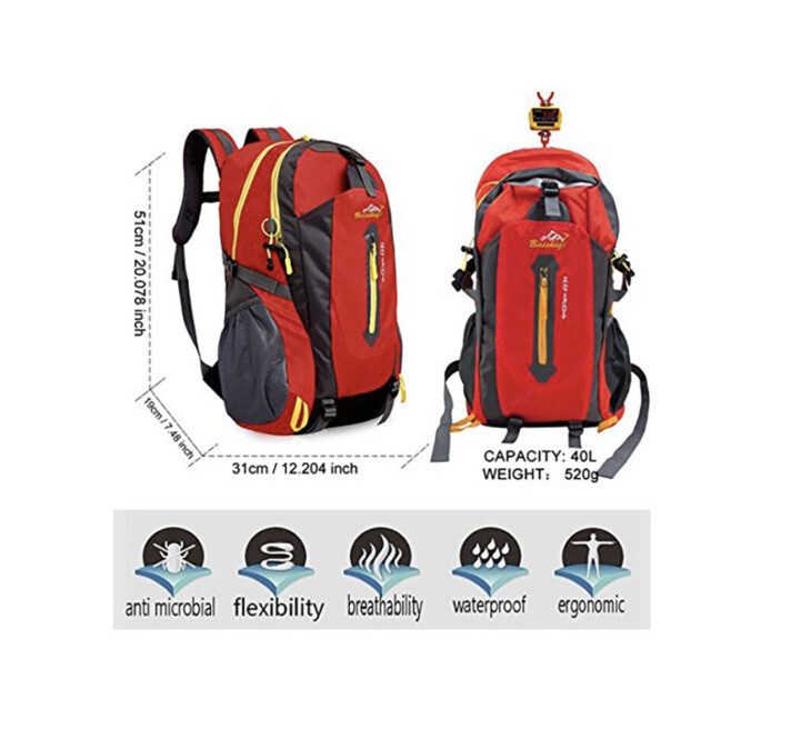Baishigi Keep Walking Backpack 40L Waterproof Anti-Microbial Hiking Lightweight