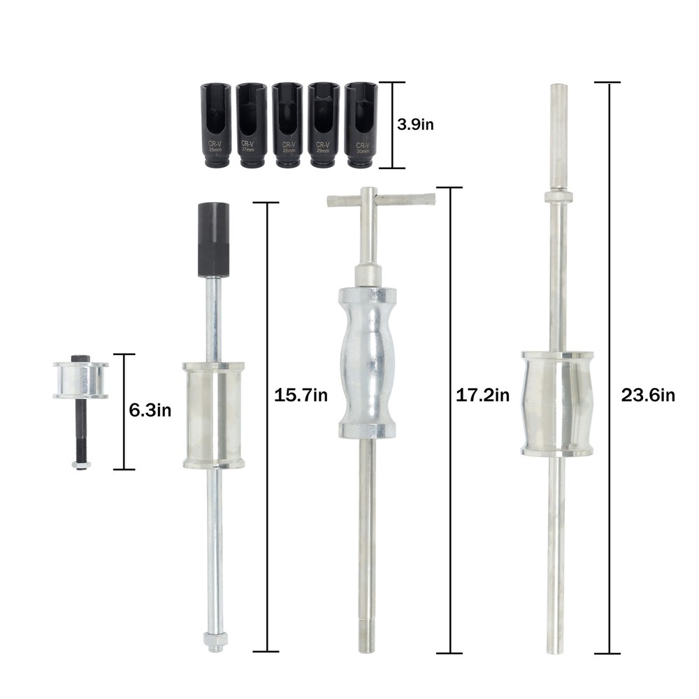 Engine Fuel Injector Extractor Slide Hammer Puller Adapter Tool Kit 40 Pieces