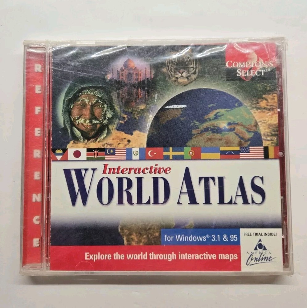 The Learning Company Compton's Interactive World Atlas (PC CD-ROM, 1996)