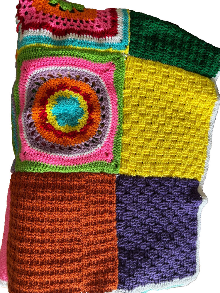 Hand Made Multicolor Afghan 53"x66" New