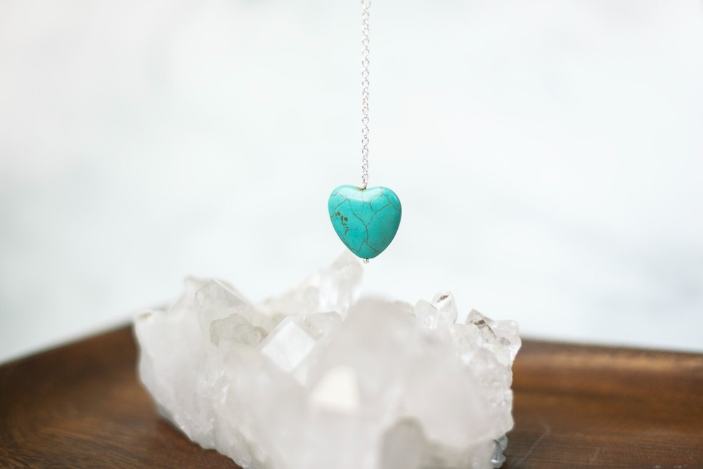 Turquoise Heart Stone Pendulum Dowsing, amplifying, restore focus & transform