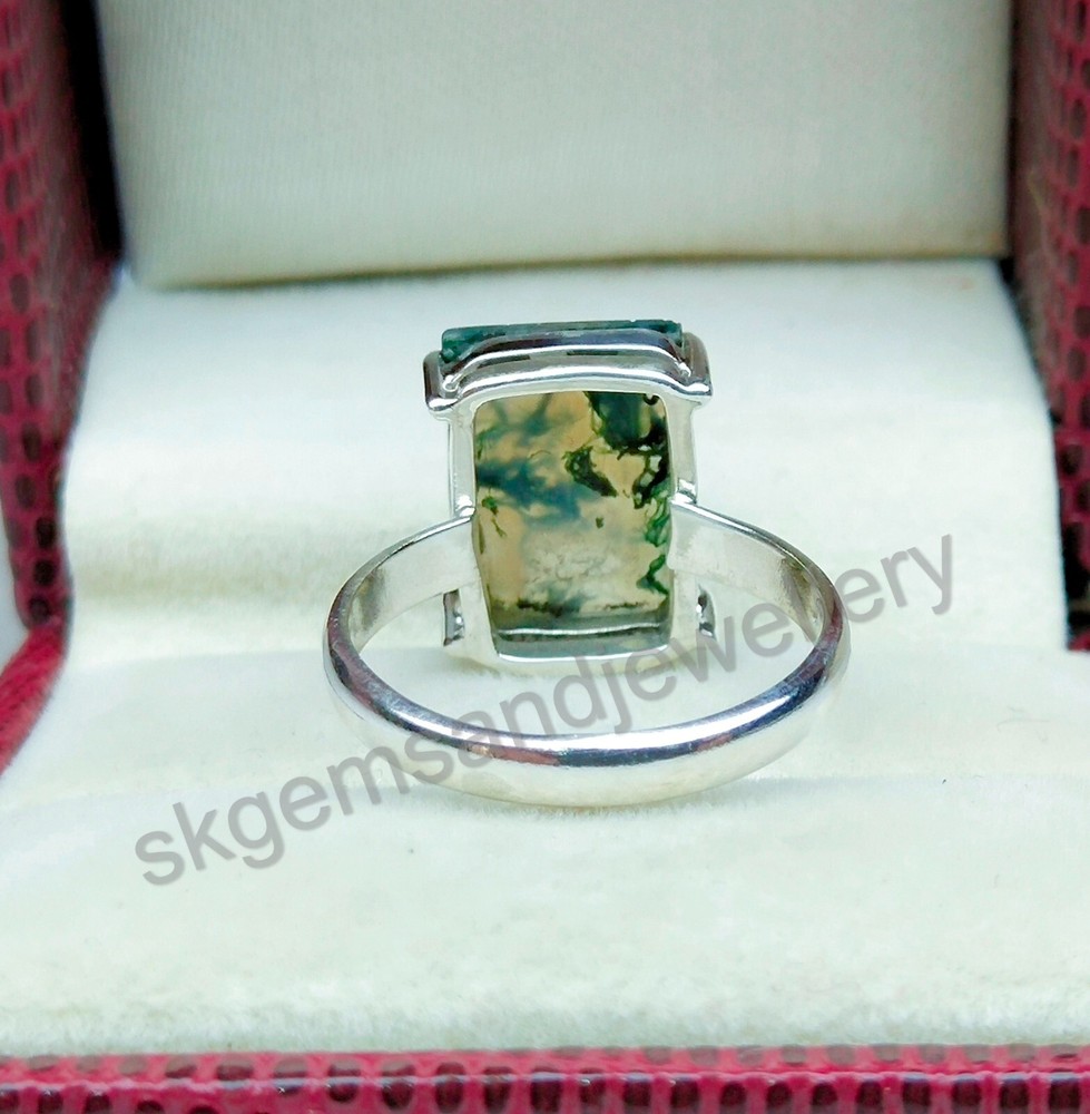 Moss Agate Ring 925 Sterling Silver Ring Gemstone Ring Fine Ring All Size
