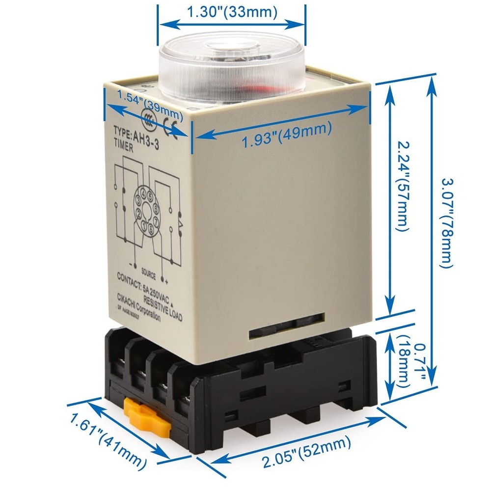 Baomain AC 220V AH3-3 Time Delay Relay Solid State Timer 8 Pins 60Min with...