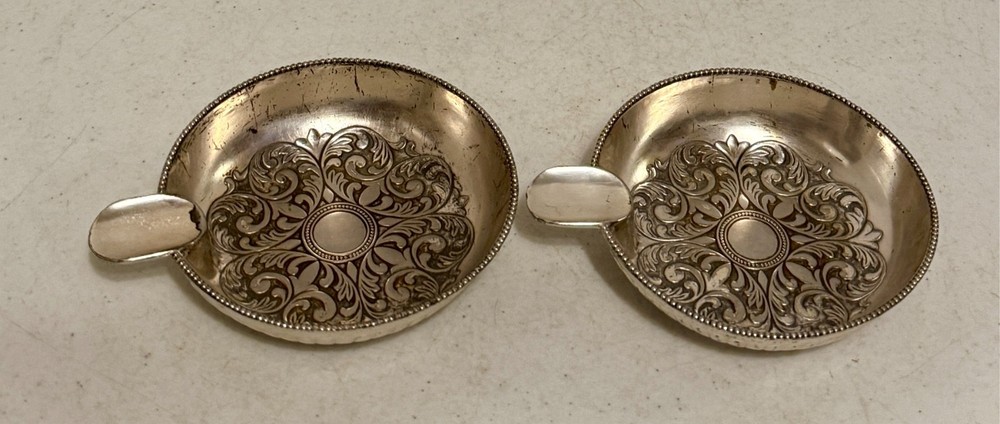 2-Silver plate Ashtray. 4" Made In Japan.