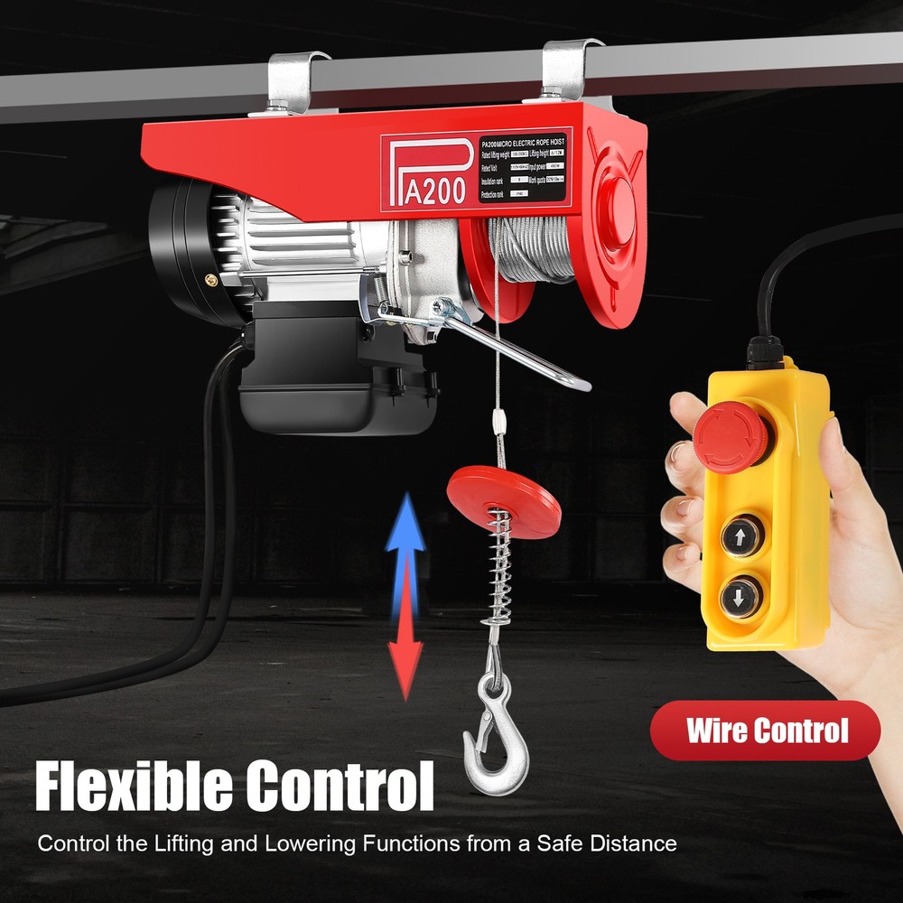 440LBS Electric Hoist Winch Engine Crane with Remote Control 110V