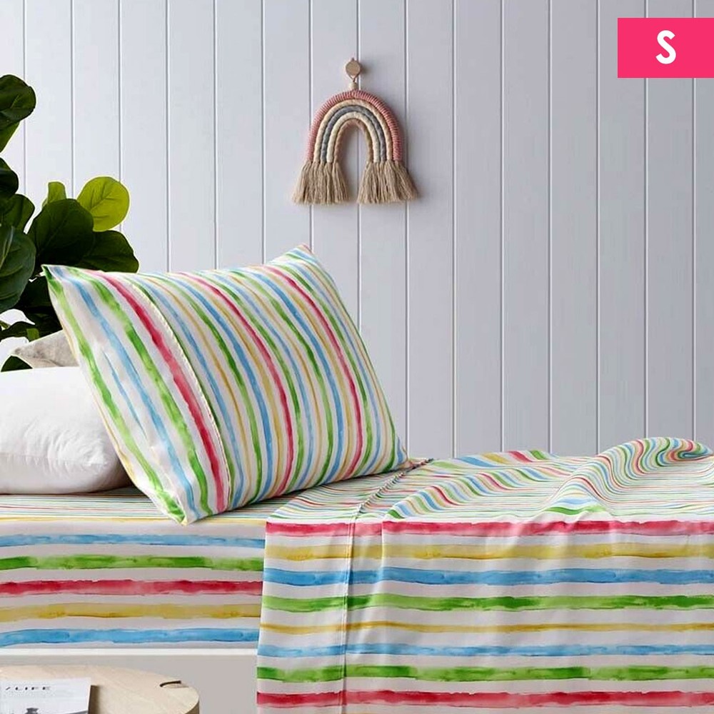 Multi Stripes Printed Microfibre Sheet Set by Happy Kids