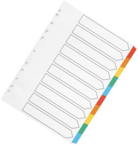Q-Connect 10-Part Index Multi-punched Reinforced Board Multi-Colour Blank Tabs A
