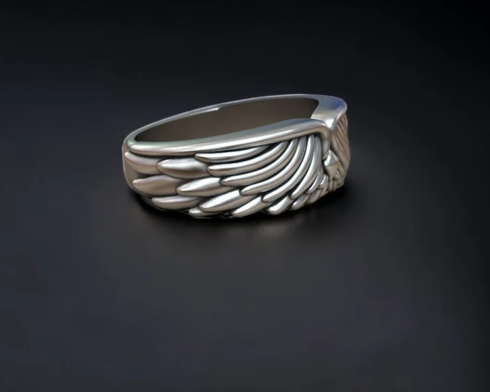 Solid 925Sterling Silver Angel Wing Feather Vintage Style Handmade Ring for Gift