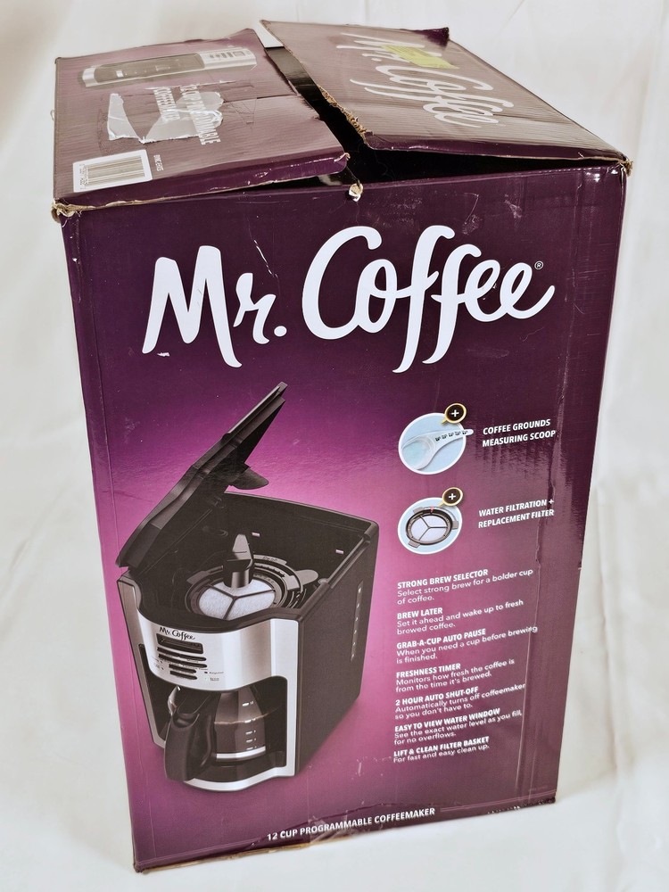 NEW Open Box Mr Coffee 12 Cup Programmable Coffee Maker Rapid Brew Stainless