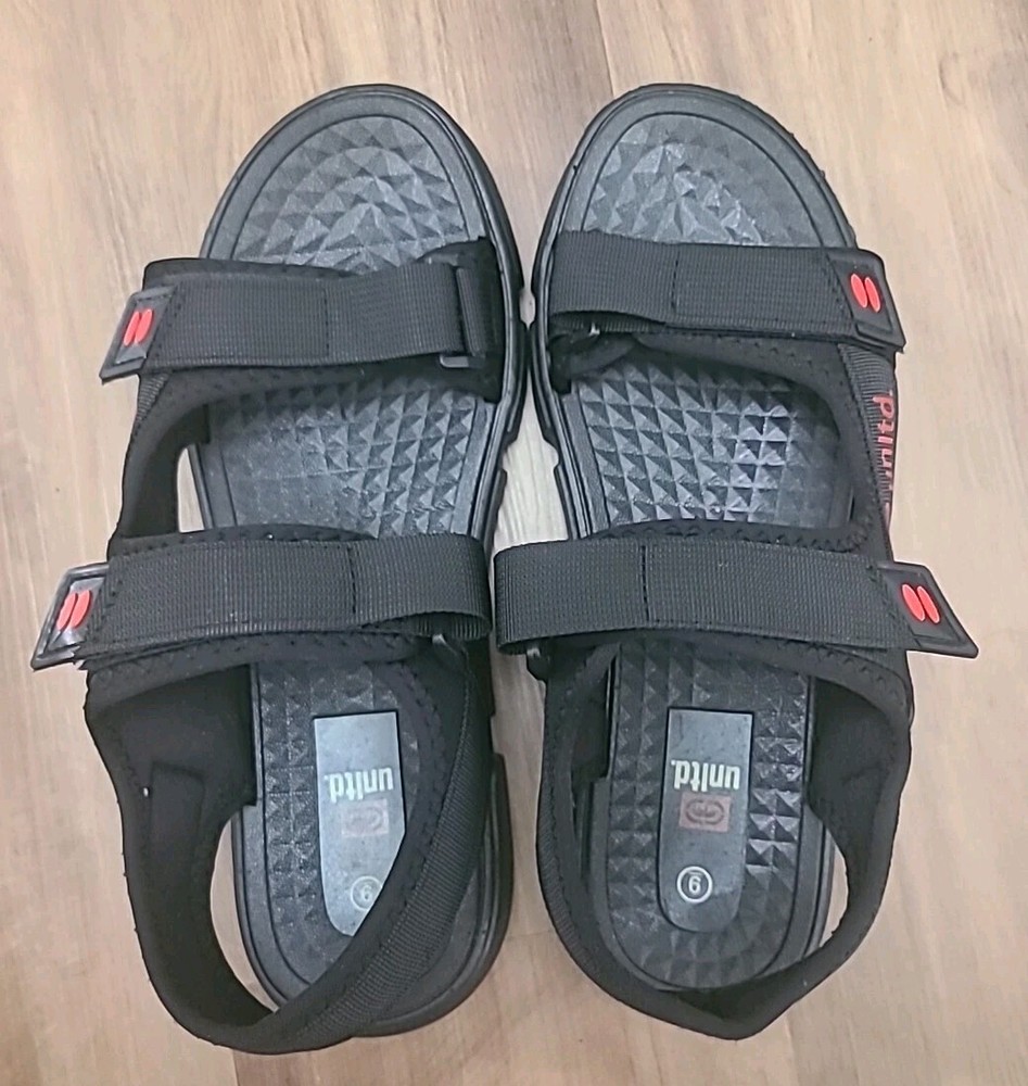 Men's Unltd Black Hook And Loop Summer Sandals Size 9