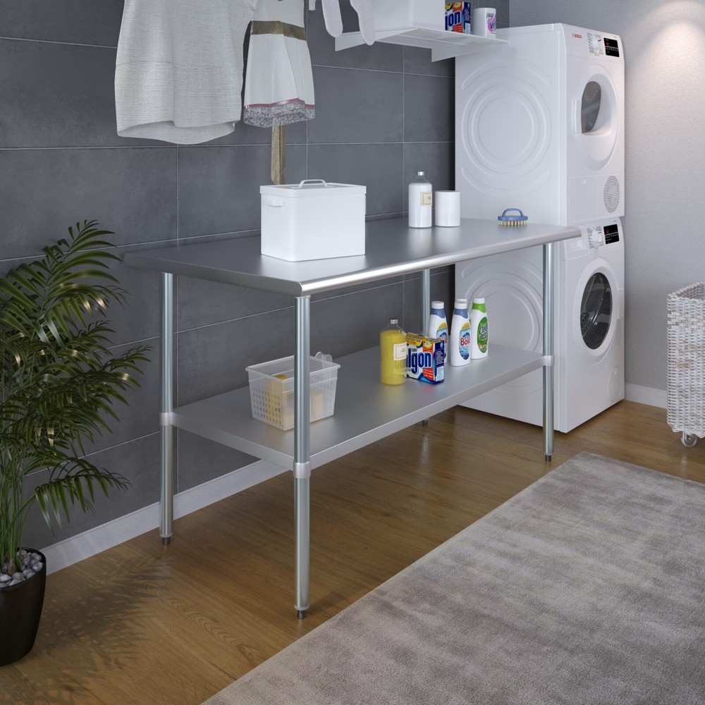 30" X 60" Stainless Steel Work Table With Galvanized Undershelf