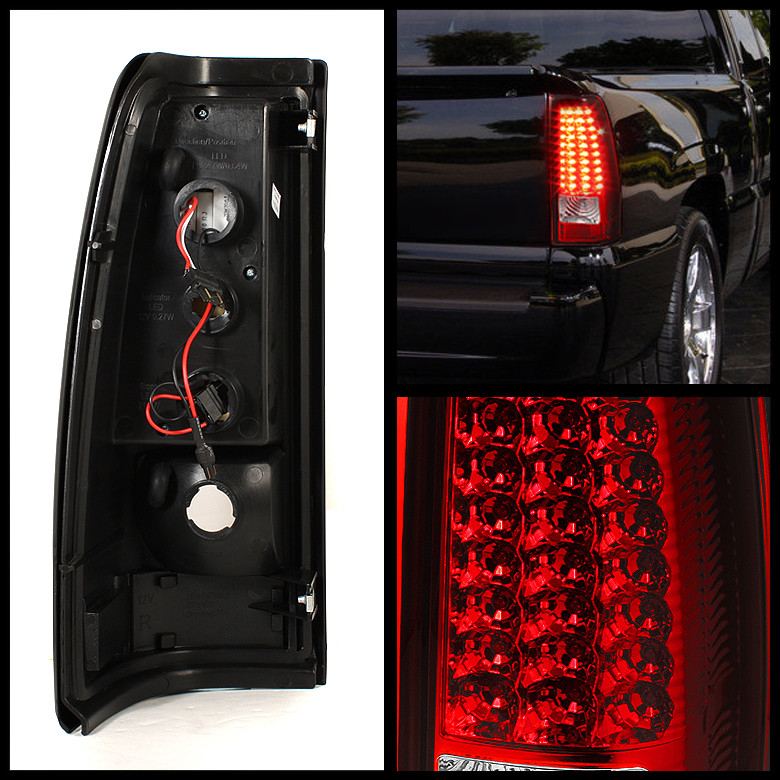 For 2003 2004 2005 2006 Silverado Red Clear LED Tail Lights Lamps Left+Right Set