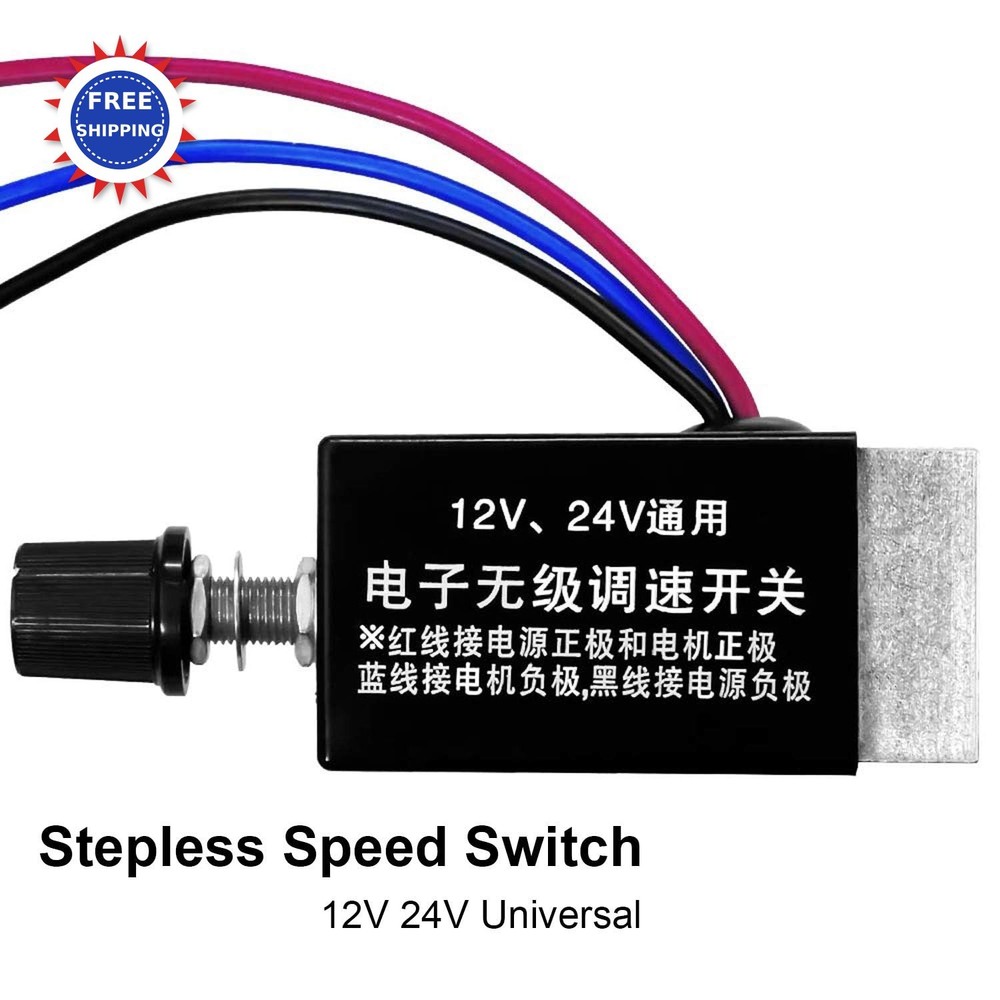 DC Motor Speed Controller 12V 24V 10A Electronic Stepless Regulator Universal
