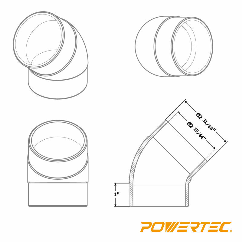 POWERTEC 2-1/2" 45 Degree Elbow Hose Coupler Pipe ABS Conncector (70182)