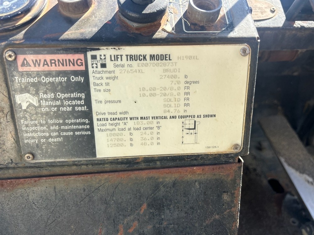 1996 HYSTER 190 FORKLIFT