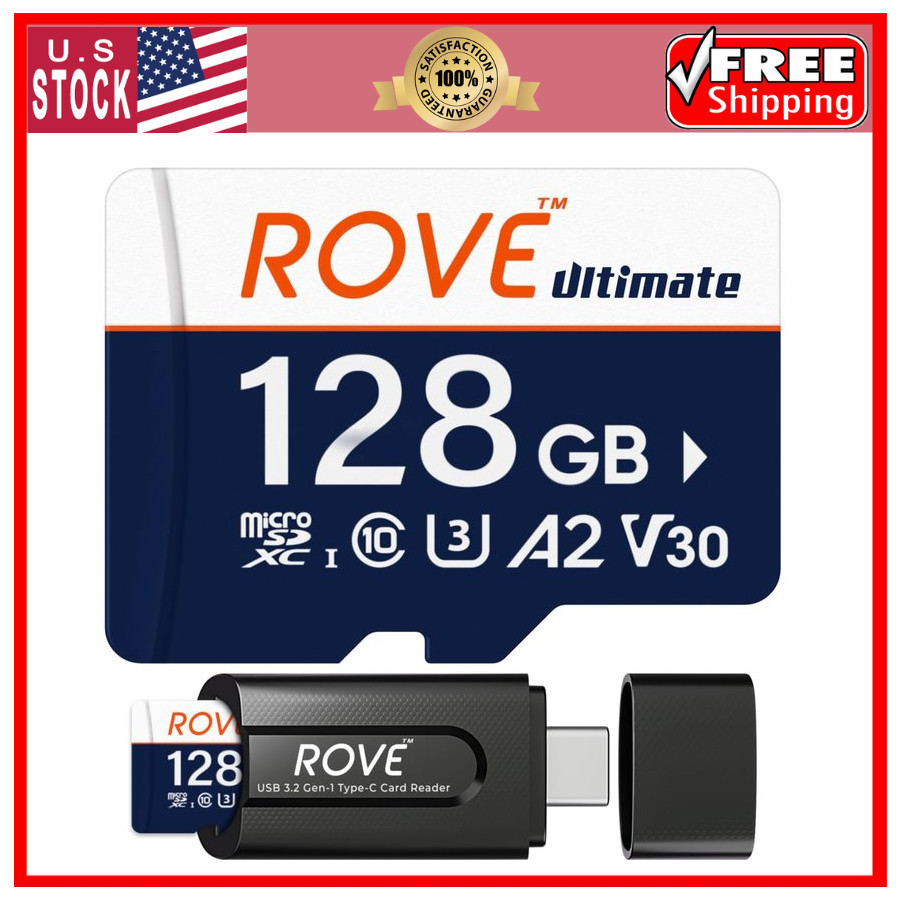 ROVE Ultimate Micro SD Card microSDXC 128GB Memory Card with USB 3.2 Type C