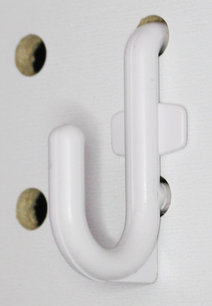 White J-Style Peg Board Plastic Locking Hooks Kit -25 pack PEGBOARD NOT INCLUDED