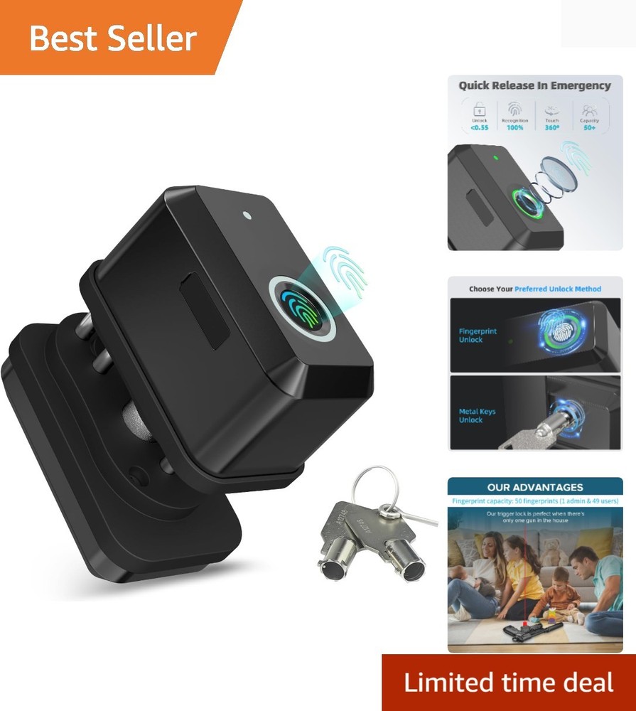 Fingerprint Trigger Lock for Pistols & Shotguns - Quick Release Safety Solution