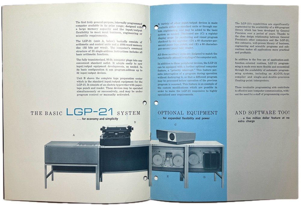 1963 GENERAL PRECISION LGP-21 ELECTRONIC TRANSISTOR COMPUTER BROCHURE BURBANK CA