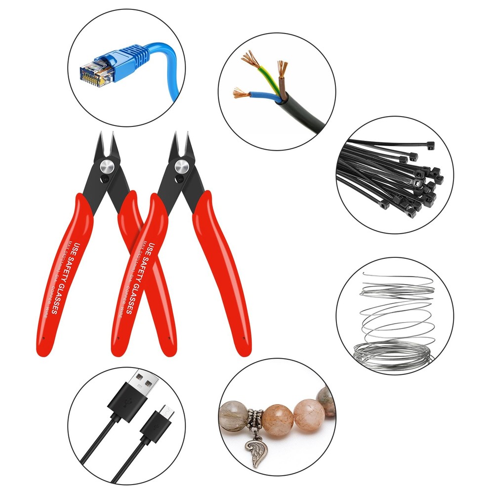 HongWay 5pcs Wire Cutters, Micro Flush Cutters with Spring, Cutting Red