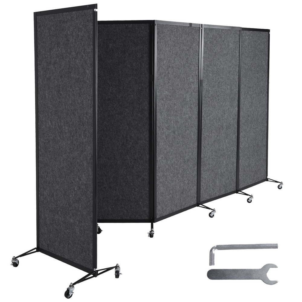 Rolling Privacy Room Divider 6 Panel Privacy Panel Partition for Home Dorm Decor