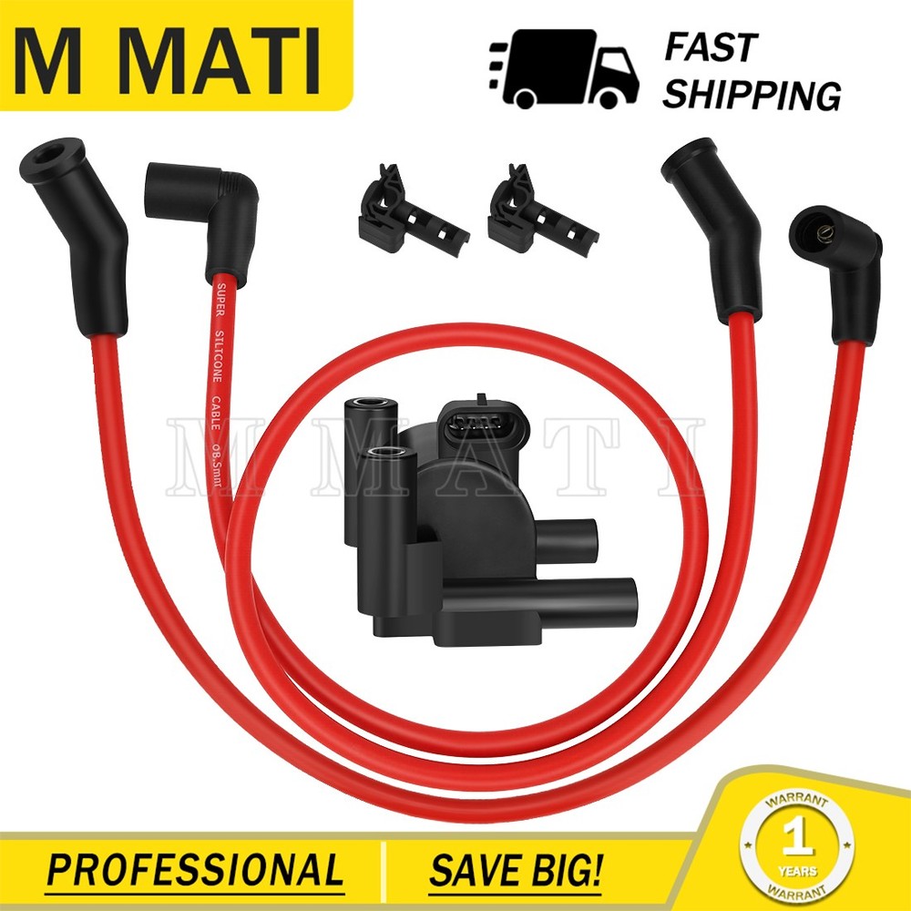Ignition Coil w/ Spark Plug Wire Cap for FXD FXDB FXDC FXDF FXDL FXDLS FXDWG