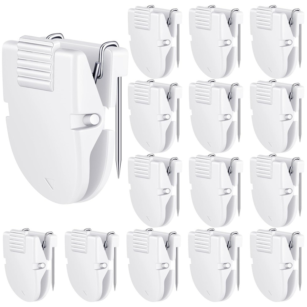 15 PCS White Cubicle Clips Fabric Partition Panel Wall Hooks Notes Memos Pins