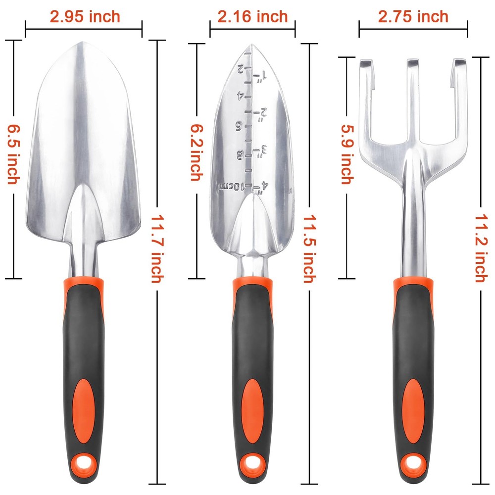 Garden Tools Set, 3 Pack Heavy Duty Gardening Set Include Orange