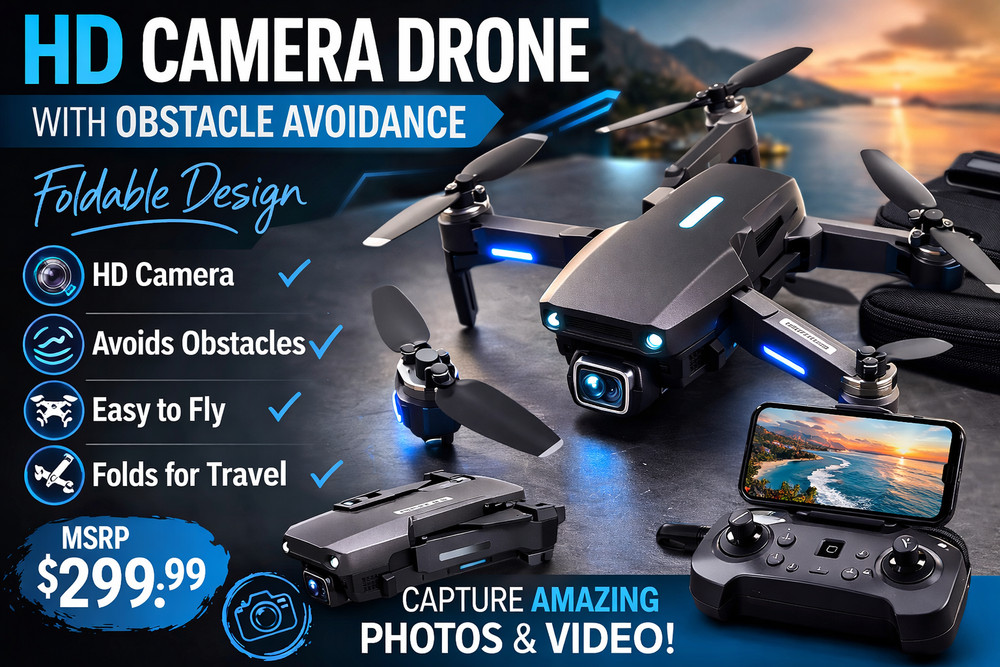 Foldable Camera Drone w/ Obstacle Avoidance HD Camera RC Quadcopter New