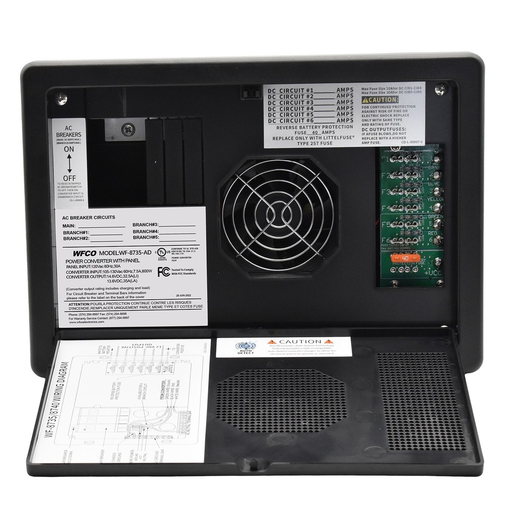 WFCO WF-8735-AD WF-8700-AD Series Power Center - 35 Amp 105-130 VAC 60 Hz 600W