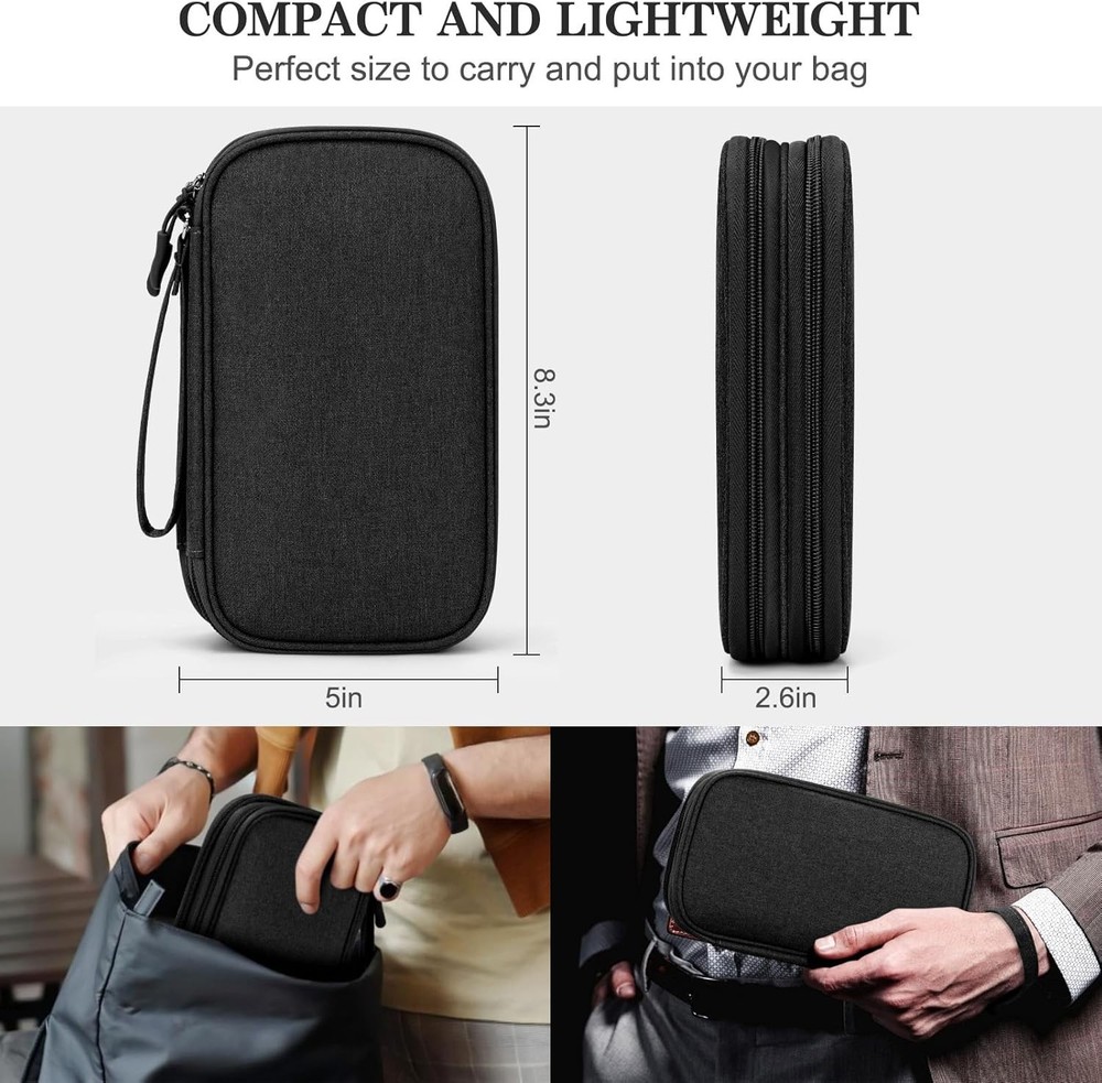 Medium Waterproof Travel Cable Organizer Bag - Double Layers for Electronics