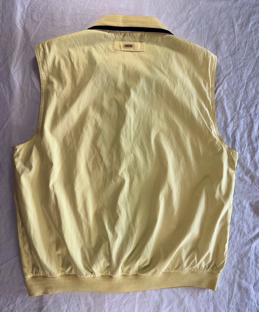 Izod XFG Men's Medium Yellow Windbreaker Vest Mesh Lined Polyester Golf