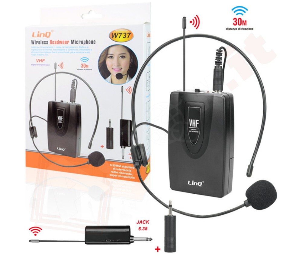 Wireless Headwear Microphone Headband Transmitter Headphone Receiver