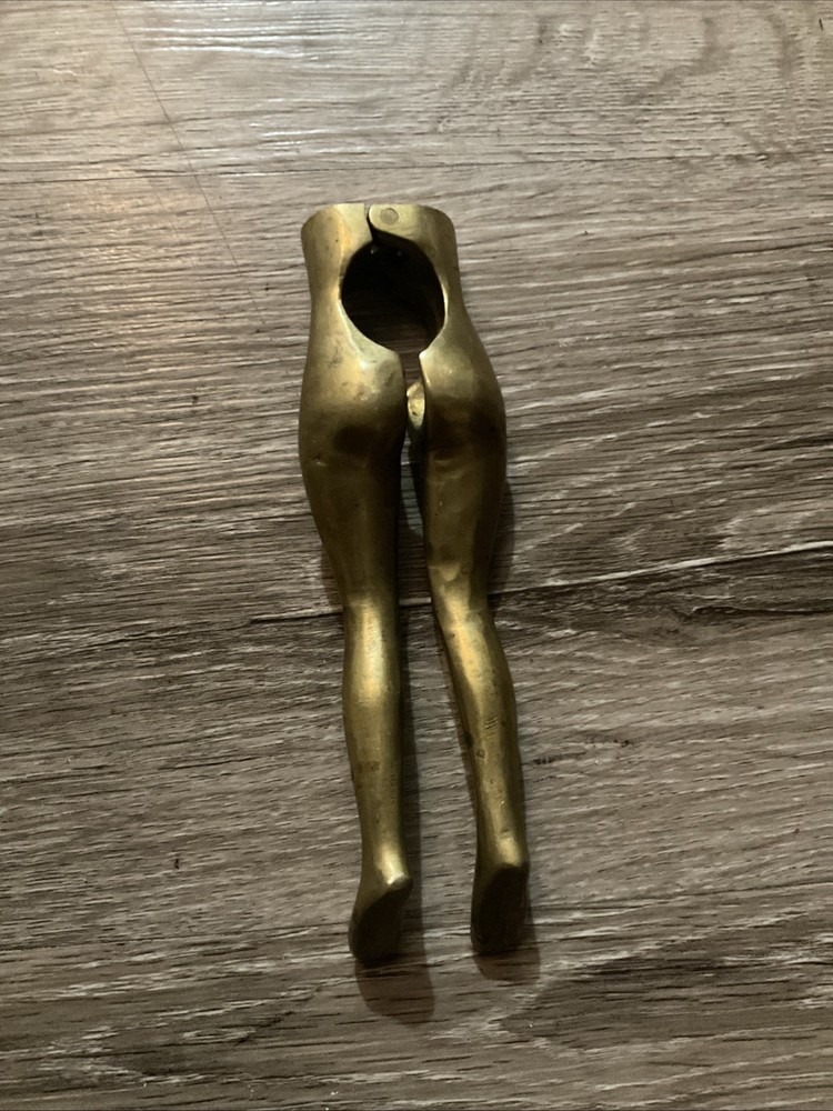 VINTAGE SOLID BRASS LADIES LEGS NUT CRACKER
