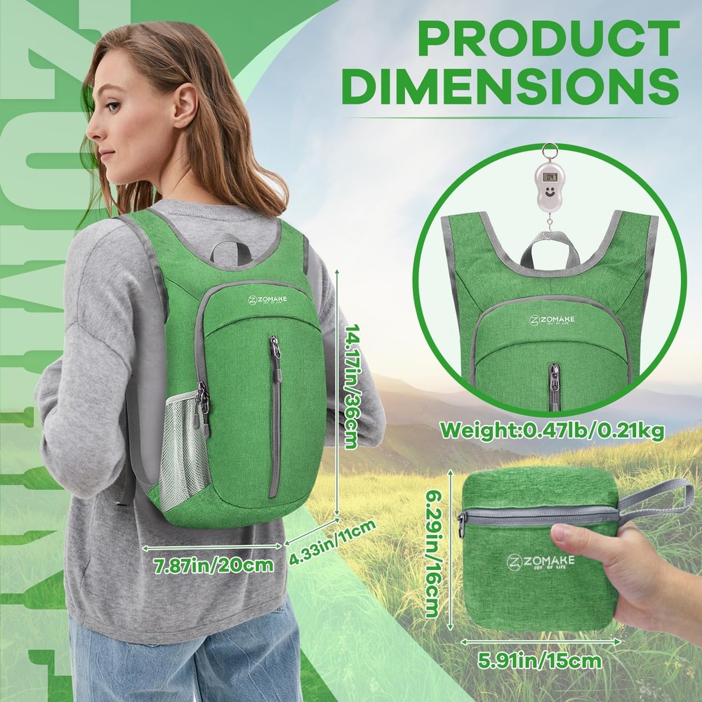 10L Ultra Lightweight Packable Backpack Small Water Resistant Dark Green