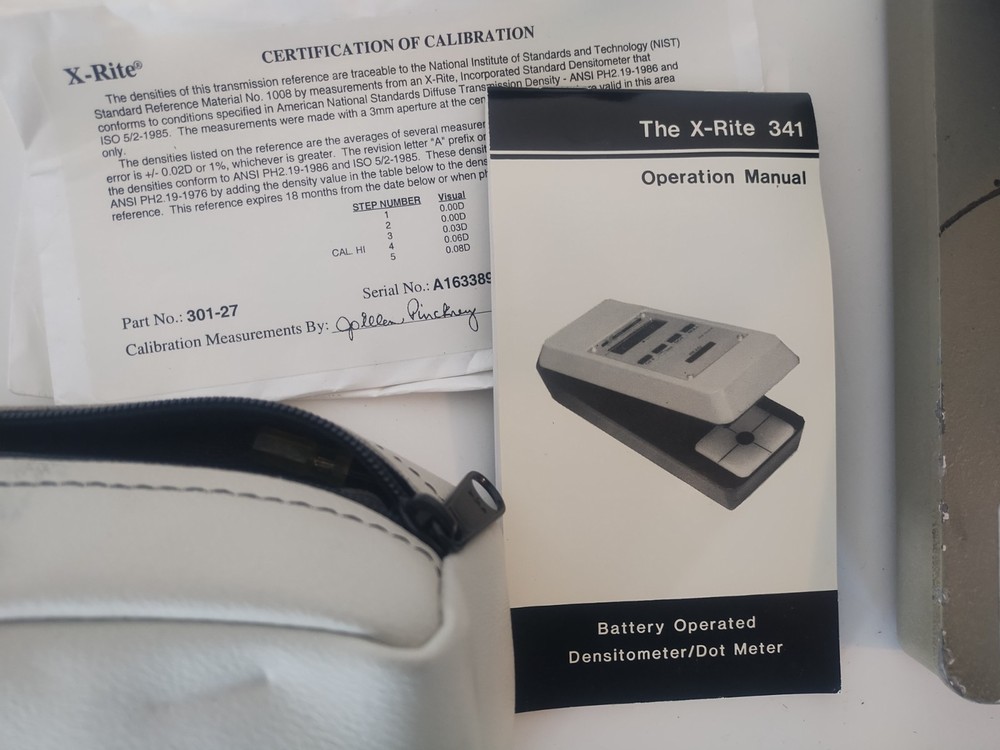 X-Rite 341 Dot Meter, Densitometer, Tester.Carry Case, AC plug,Operation Manual