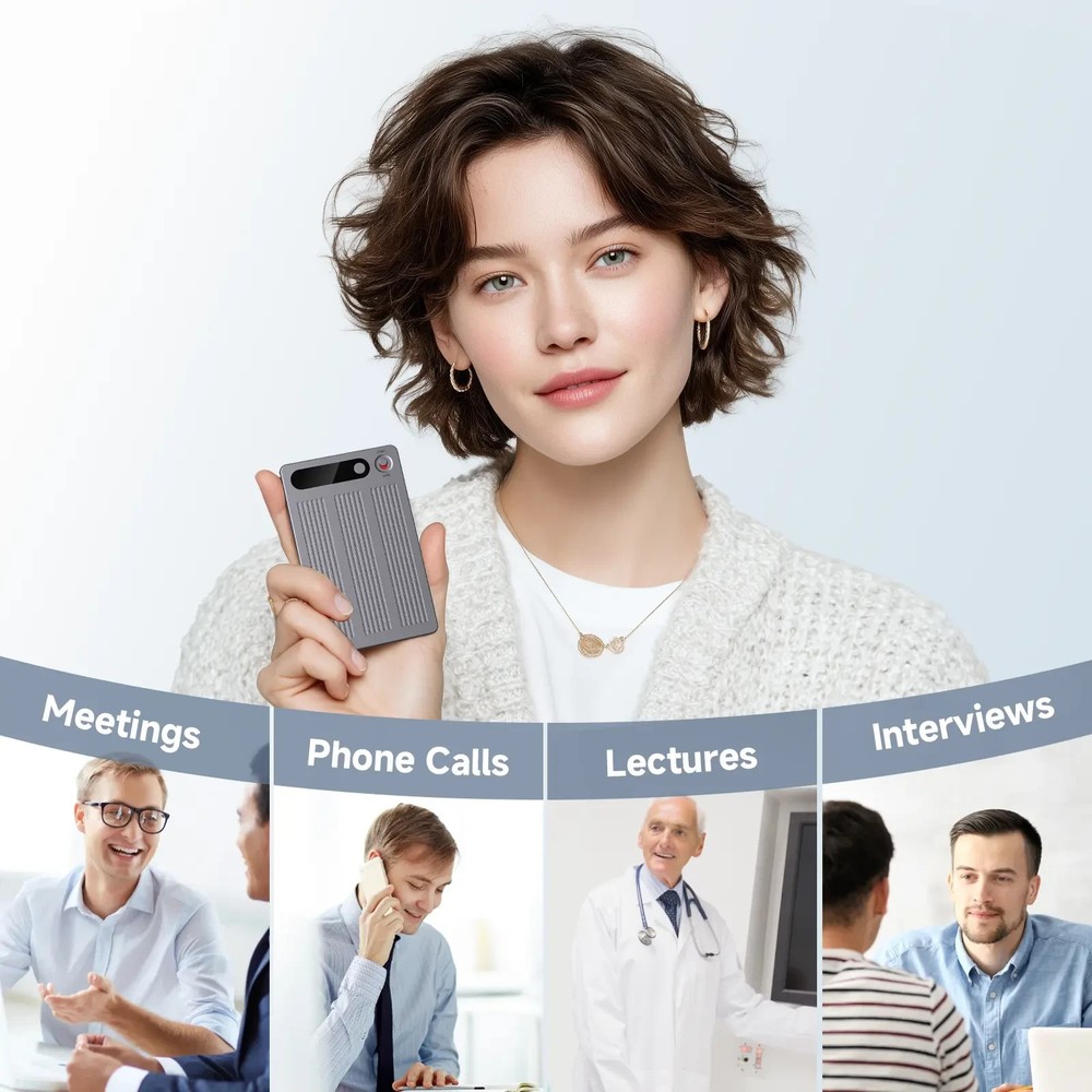 AI Voice Recorder , 64GB Memory, App Control, 112 Languages Support