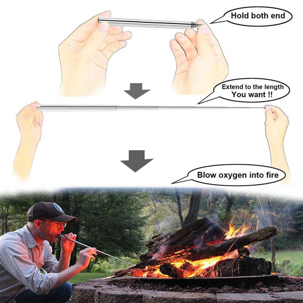 2Pcs Outdoors Pocket Bellow Collapsible Fire Tools Camping Survival Blow