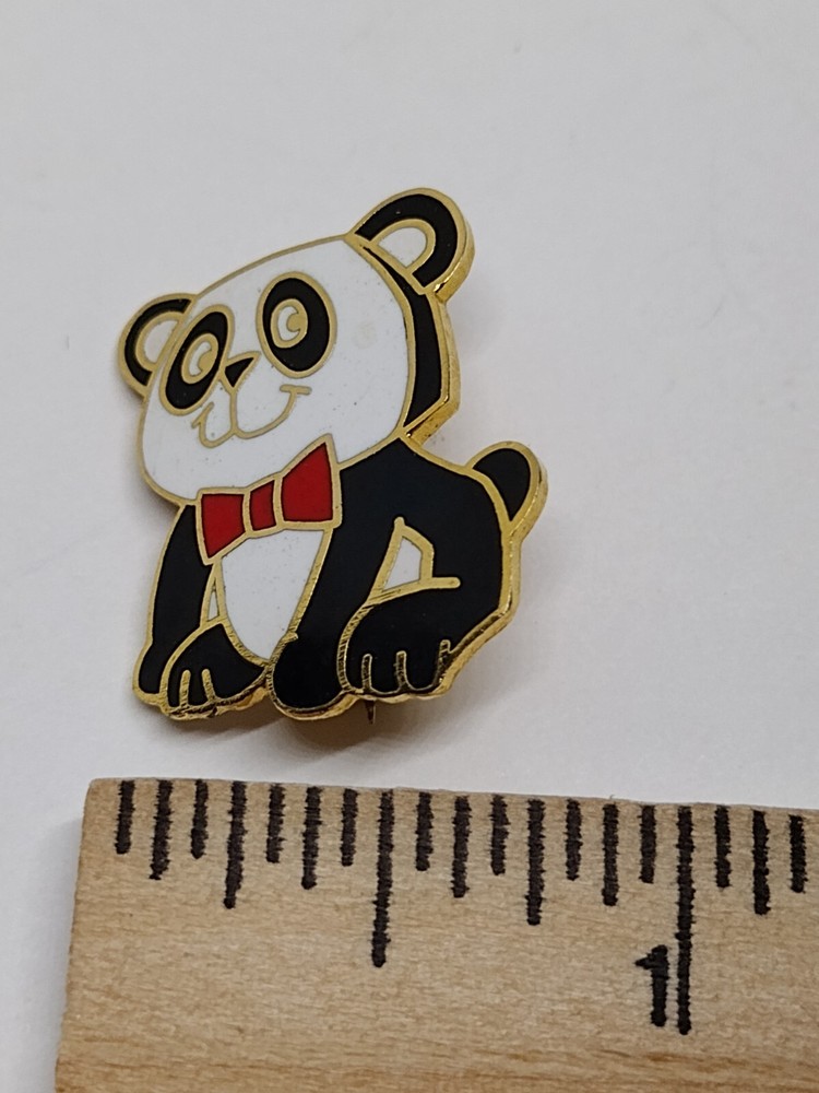 Red Bow Tie Panda Bear Lapel Pin