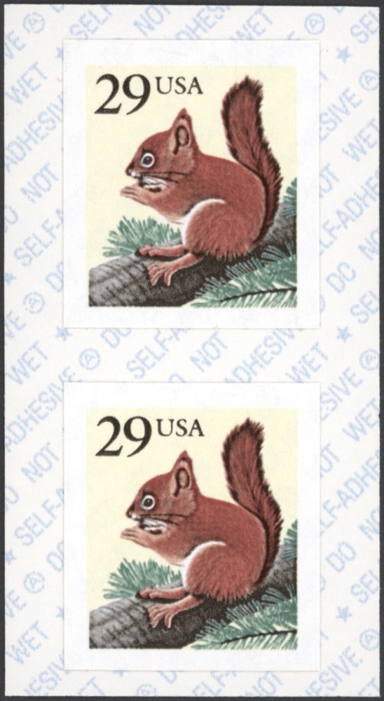 1993 US Scott #2489v, 29¢ Squirrel, Coil Pair MNH