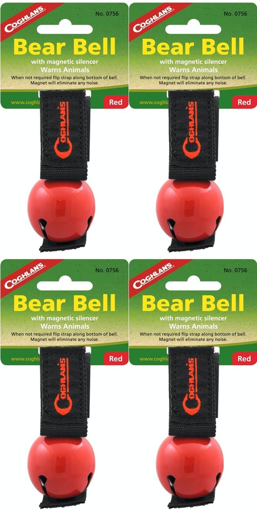 Coghlan's Bear Bell with Magnetic Silencer - Red (4-Pack)