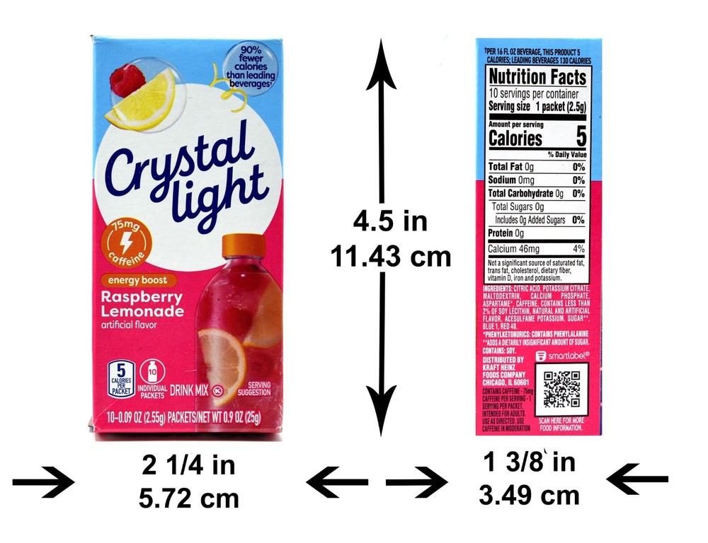8 10-Packet Boxes Crystal Light Energy Boost Raspberry Lemonade Drink Mix