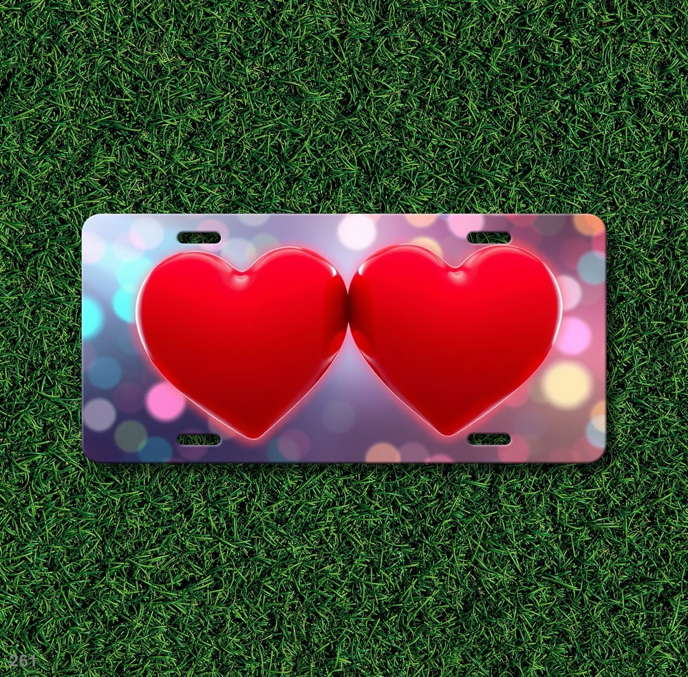 Premium Double Hearts Artwork Custom Name License Plate Editable Gift