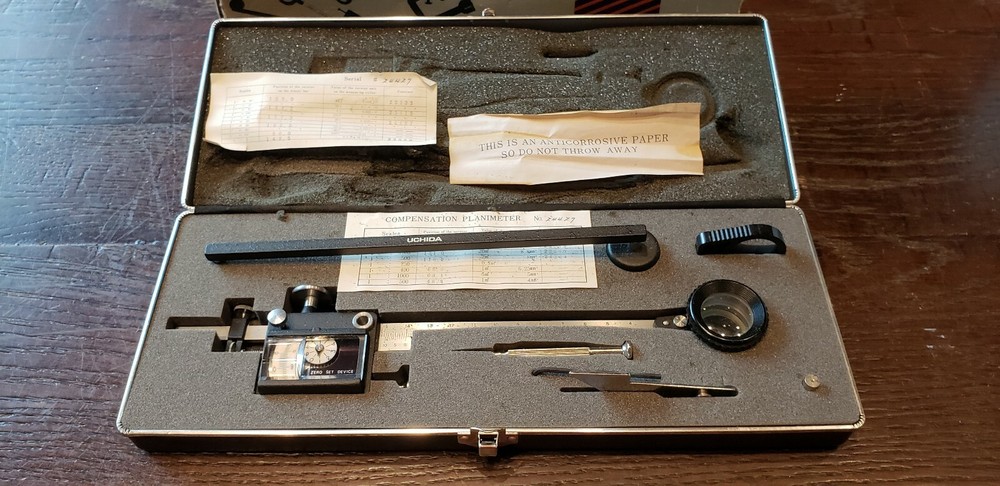 Mint Uchida Zero Setting Device Polar Compensation Planimeter W/Optical Tracer