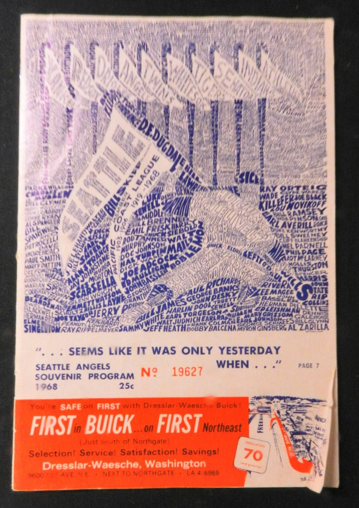 1968 Seattle Angels Baseball Program