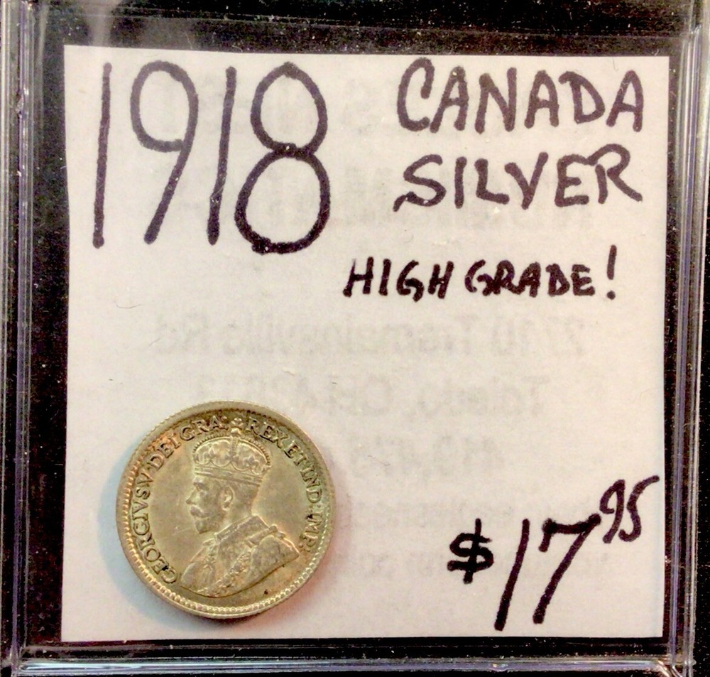 1918 Canada Silver 5 Cents. High Grade! ENN Coins