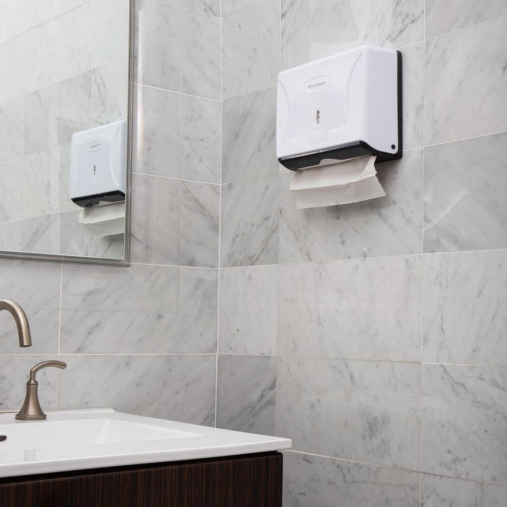 Efficient White Wall-Mounted Paper Towel Dispenser - Quick Refill & Easy Clean