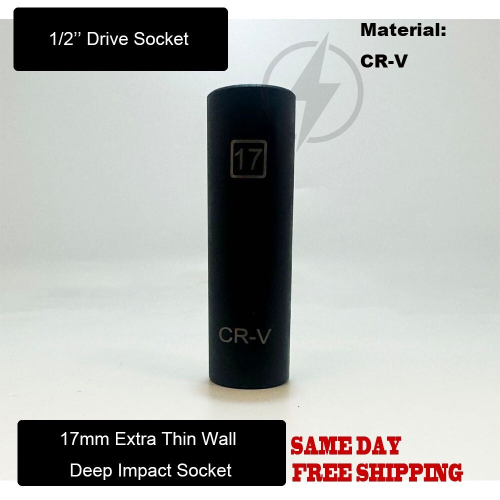 1Pc 1/2" Drive 17mm Extra Thin Wall Deep Impact Socket CR-V