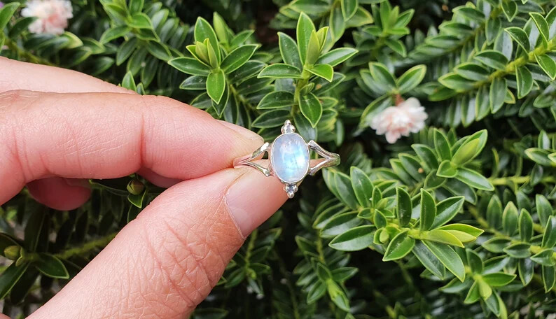 Oval MOONSTONE 925 Sterling Silver Band &Statement Ring Handmade Ring All size